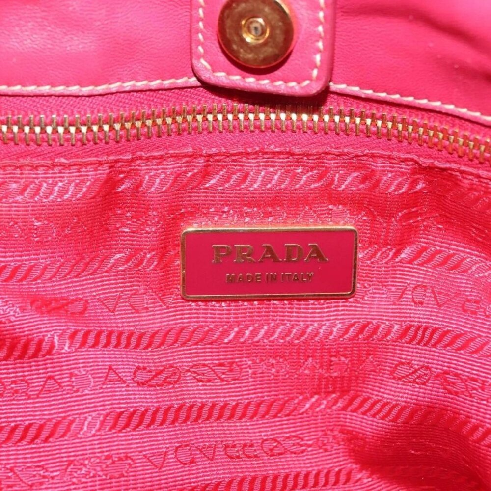 PRADA Hand Bag Nylon Pink Gold Auth - Picture 13 of 16